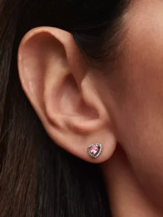 Elevated Pink Heart Stud Ohrringe aus Sterlingsilber