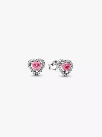 Elevated Pink Heart Stud Ohrringe aus Sterlingsilber