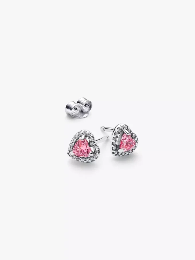 Elevated Pink Heart Stud Ohrringe aus Sterlingsilber Elevated Pink Heart Stud Ohrringe aus Sterlingsilber