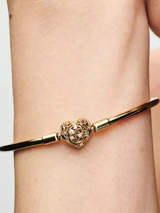 Endgültiger Verkauf – Bangle mit himmlischem Herzverschluss, 14-karätig vergoldet