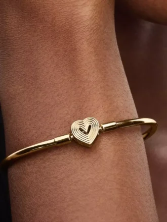 Endgültiger Verkauf – Bangle mit strahlendem Herzverschluss, 14-karätig vergoldet
