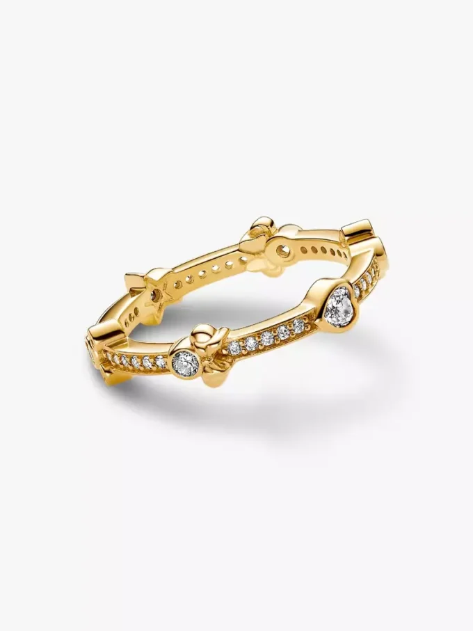 Endgültiger Verkauf – Disney Mickey Mouse & Minnie Mouse funkelnder Eternity-Ring, 14-karätig vergoldet Endgültiger Verkauf – Disney Mickey Mouse & Minnie Mouse funkelnder Eternity-Ring, 14-karätig vergoldet