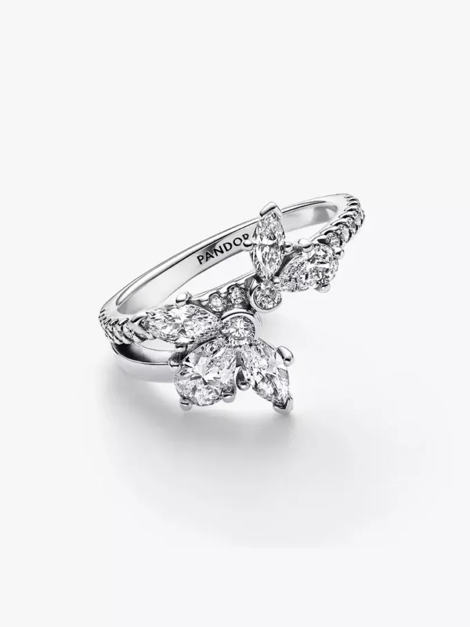 Endgültiger Verkauf – funkelnder asymmetrischer Herbarium-Cluster-Ring aus Sterlingsilber