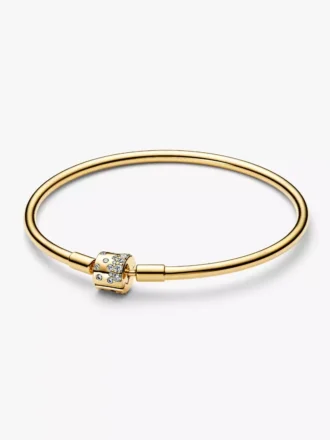 Endgültiger Verkauf – funkelnder Bangle mit Fassverschluss, 14-karätig vergoldet