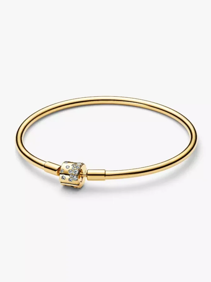 Endgültiger Verkauf – funkelnder Bangle mit Fassverschluss, 14-karätig vergoldet Endgültiger Verkauf – funkelnder Bangle mit Fassverschluss, 14-karätig vergoldet