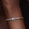 Endgültiger Verkauf – funkelnder Bangle mit Fassverschluss aus Sterlingsilber