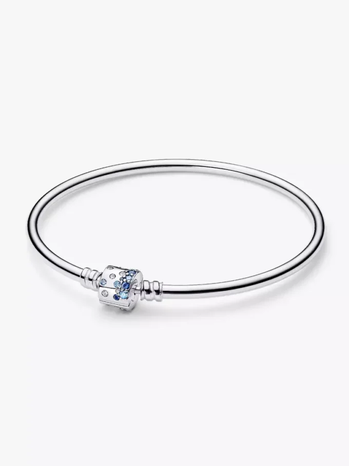 Endgültiger Verkauf – funkelnder Bangle mit Fassverschluss aus Sterlingsilber