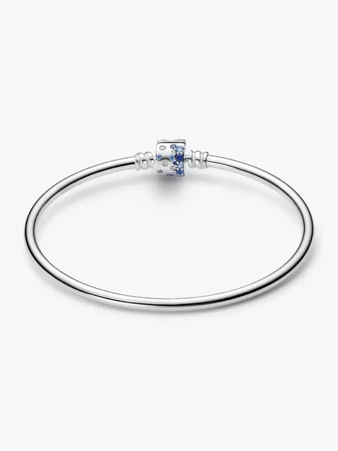 Endgültiger Verkauf – funkelnder Bangle mit Fassverschluss aus Sterlingsilber