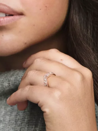 Endgültiger Verkauf – funkelnder Marquise-Doppel-Wishbone-Ring mit 14-karätiger Roségoldbeschichtung Endgültiger Verkauf – funkelnder Marquise-Doppel-Wishbone-Ring mit 14-karätiger Roségoldbeschichtung