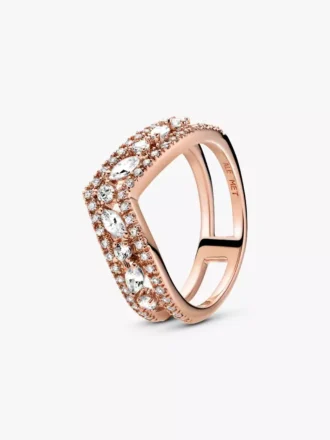 Endgültiger Verkauf – funkelnder Marquise-Doppel-Wishbone-Ring mit 14-karätiger Roségoldbeschichtung Endgültiger Verkauf – funkelnder Marquise-Doppel-Wishbone-Ring mit 14-karätiger Roségoldbeschichtung