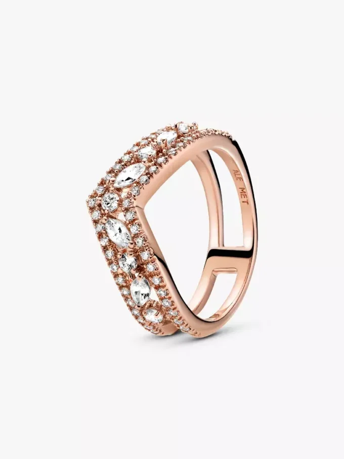 Endgültiger Verkauf – funkelnder Marquise-Doppel-Wishbone-Ring mit 14-karätiger Roségoldbeschichtung Endgültiger Verkauf – funkelnder Marquise-Doppel-Wishbone-Ring mit 14-karätiger Roségoldbeschichtung