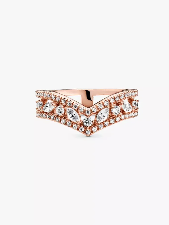 Endgültiger Verkauf – funkelnder Marquise-Doppel-Wishbone-Ring mit 14-karätiger Roségoldbeschichtung Endgültiger Verkauf – funkelnder Marquise-Doppel-Wishbone-Ring mit 14-karätiger Roségoldbeschichtung