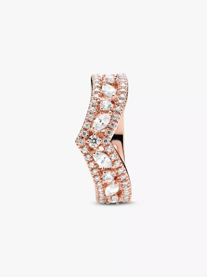 Endgültiger Verkauf – funkelnder Marquise-Doppel-Wishbone-Ring mit 14-karätiger Roségoldbeschichtung Endgültiger Verkauf – funkelnder Marquise-Doppel-Wishbone-Ring mit 14-karätiger Roségoldbeschichtung