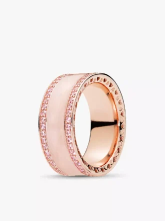 Endgültiger Verkauf – Hearts of Pandora Ring, Pandora Rose™, cremefarbene Emaille & klare Zirkonia, 14-karätige Roségoldbeschichtung Endgültiger Verkauf – Hearts of Pandora Ring, Pandora Rose™, cremefarbene Emaille & klare Zirkonia, 14-karätige Roségoldbeschichtung