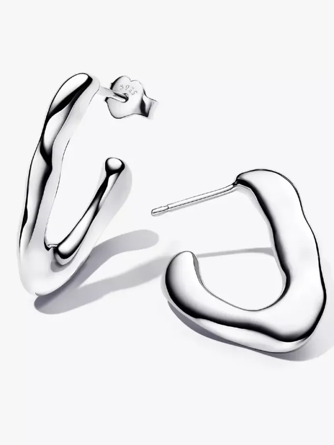 Endgültiger Verkauf – Organisch V-förmige offene Ohrringe aus Sterlingsilber Endgültiger Verkauf – Organisch V-förmige offene Ohrringe aus Sterlingsilber