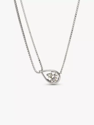 Endgültiger Verkauf – Pandora Infinite 14-karätige Weißgold-Halskette mit doppelter Kette und Pandora Lab-Grown Diamonds, 0,75 Karat insgesamt, 14-karätiges Weißgold