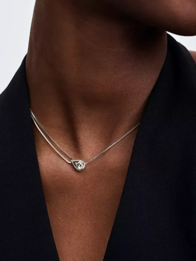Endgültiger Verkauf – Pandora Infinite 14-karätige Weißgold-Halskette mit doppelter Kette und Pandora Lab-Grown Diamonds, 0,75 Karat insgesamt, 14-karätiges Weißgold Endgültiger Verkauf – Pandora Infinite 14-karätige Weißgold-Halskette mit doppelter Kette und Pandora Lab-Grown Diamonds, 0,75 Karat insgesamt, 14-karätiges Weißgold