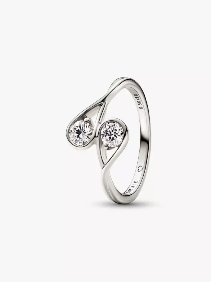 Endgültiger Verkauf – Pandora Infinite 14-karätiger Weißgold-Ring mit zwei im Labor gezüchteten Diamanten, 0,50 Karat insgesamt, 14-karätiges Weißgold Endgültiger Verkauf – Pandora Infinite 14-karätiger Weißgold-Ring mit zwei im Labor gezüchteten Diamanten, 0,50 Karat insgesamt, 14-karätiges Weißgold