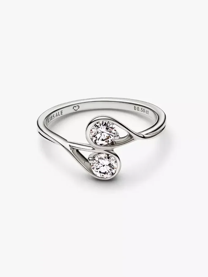 Endgültiger Verkauf – Pandora Infinite 14-karätiger Weißgold-Ring mit zwei im Labor gezüchteten Diamanten, 0,50 Karat insgesamt, 14-karätiges Weißgold Endgültiger Verkauf – Pandora Infinite 14-karätiger Weißgold-Ring mit zwei im Labor gezüchteten Diamanten, 0,50 Karat insgesamt, 14-karätiges Weißgold