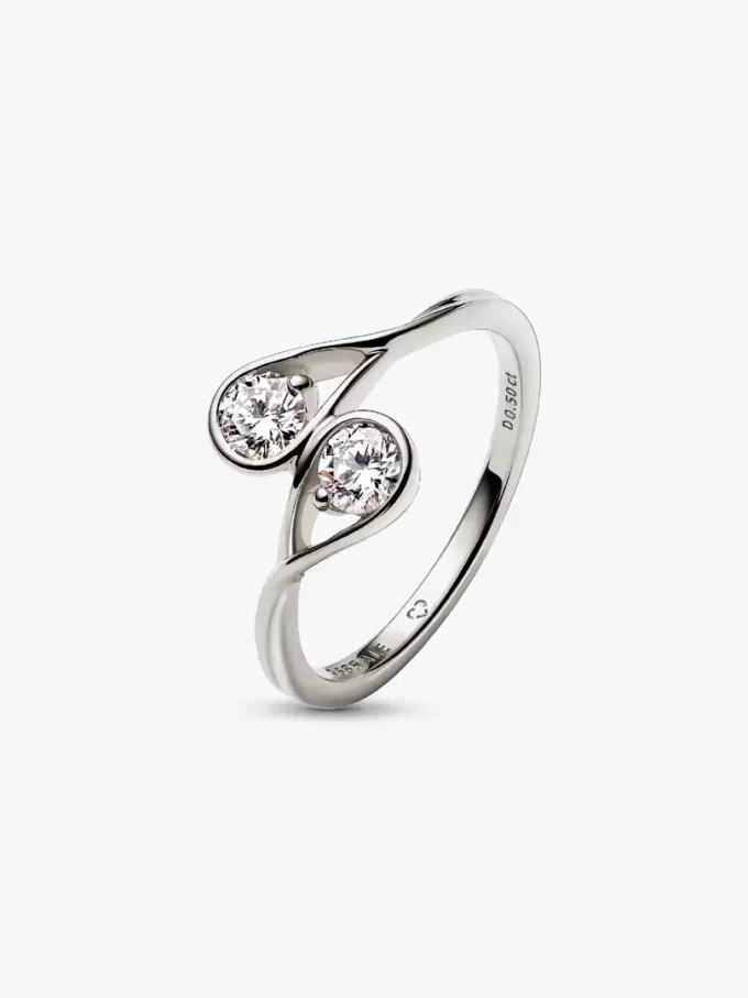 Endgültiger Verkauf – Pandora Infinite 14-karätiger Weißgold-Ring mit zwei im Labor gezüchteten Diamanten, 0,50 Karat insgesamt, 14-karätiges Weißgold Endgültiger Verkauf – Pandora Infinite 14-karätiger Weißgold-Ring mit zwei im Labor gezüchteten Diamanten, 0,50 Karat insgesamt, 14-karätiges Weißgold