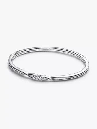 Endgültiger Verkauf – Pandora Infinite Bangle aus Sterlingsilber mit doppelseitigen, im Labor gezüchteten Diamanten, 0,30 ct insgesamt, Sterlingsilber