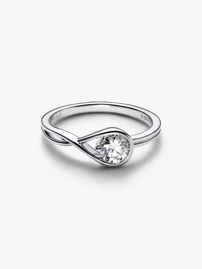 Endgültiger Verkauf – Pandora Infinite Sterling-Silber-Ring mit im Labor gezüchtetem Diamanten, 0,50 ct TW, Sterling-Silber Endgültiger Verkauf – Pandora Infinite Sterling-Silber-Ring mit im Labor gezüchtetem Diamanten, 0,50 ct TW, Sterling-Silber