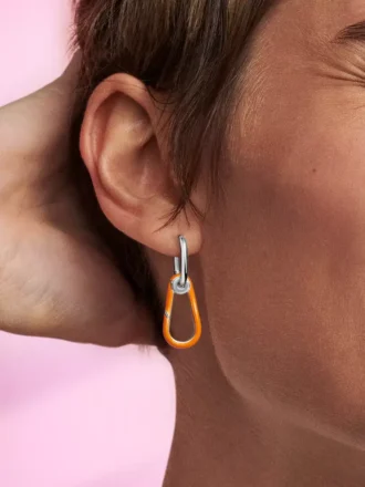 Endgültiger Verkauf – Pandora ME leuchtend orangefarbener Creolen-Ohrring aus Sterlingsilber