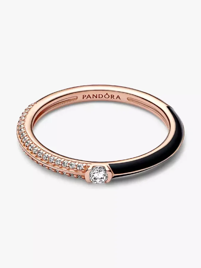 Endgültiger Verkauf – Pandora ME Pavé & Black Dual Ring, 14 Karat Roségold-Beschichtung Endgültiger Verkauf – Pandora ME Pavé & Black Dual Ring, 14 Karat Roségold-Beschichtung