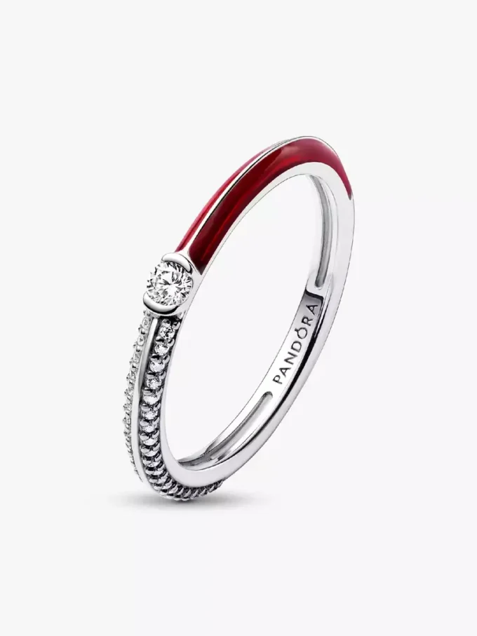 Endgültiger Verkauf – Pandora ME Pavé & Red Dual Ring aus Sterlingsilber