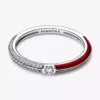 Endgültiger Verkauf – Pandora ME Pavé & Red Dual Ring aus Sterlingsilber