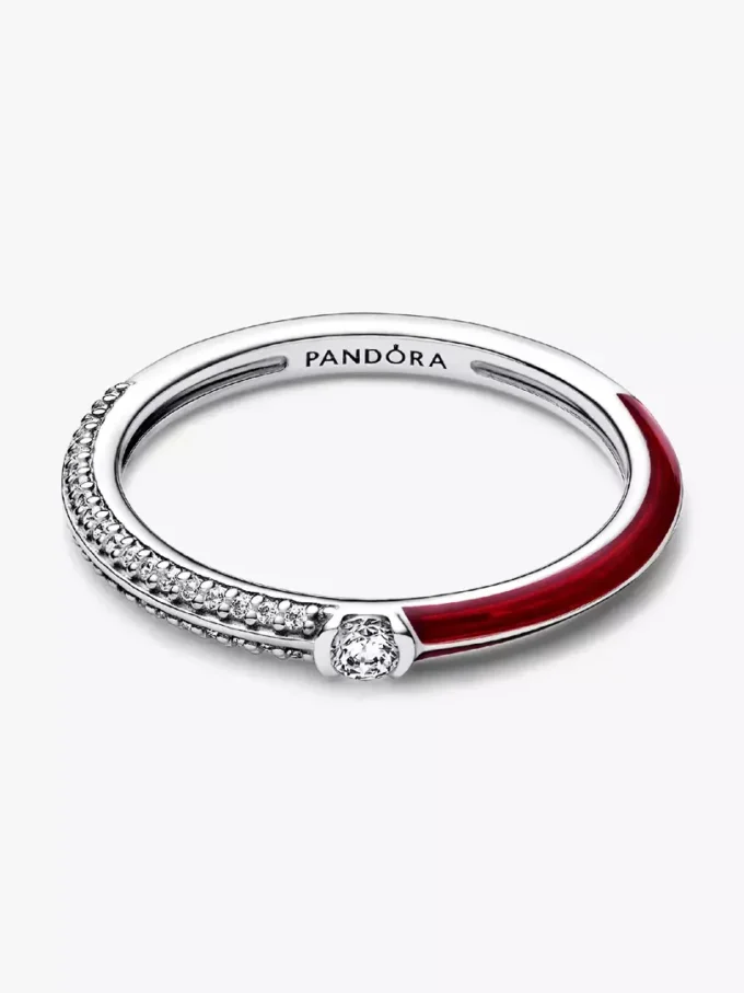 Endgültiger Verkauf – Pandora ME Pavé & Red Dual Ring aus Sterlingsilber
