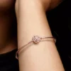 Endgültiger Verkauf – Pandora Moments Bangle mit funkelndem Schneeflockenverschluss, 14 Karat Roségold-Beschichtung