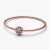 Endgültiger Verkauf – Pandora Moments Bangle mit funkelndem Schneeflockenverschluss, 14 Karat Roségold-Beschichtung