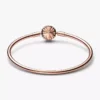 Endgültiger Verkauf – Pandora Moments Bangle mit funkelndem Schneeflockenverschluss, 14 Karat Roségold-Beschichtung