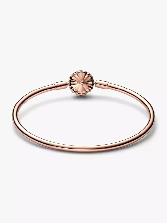 Endgültiger Verkauf – Pandora Moments Bangle mit funkelndem Schneeflockenverschluss, 14 Karat Roségold-Beschichtung