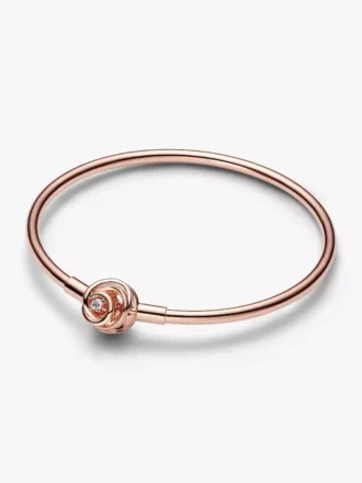 Endgültiger Verkauf – Pandora Moments Bangle mit umschlossenem Verschluss, 14 Karat Roségold-Beschichtung