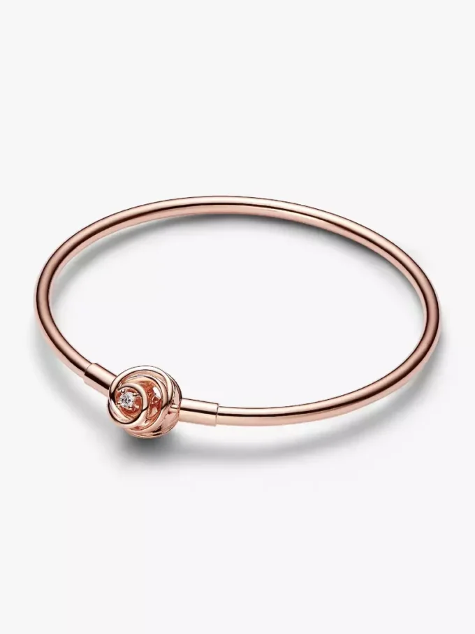 Endgültiger Verkauf – Pandora Moments Bangle mit umschlossenem Verschluss, 14 Karat Roségold-Beschichtung