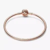 Endgültiger Verkauf – Pandora Moments Bangle mit umschlossenem Verschluss, 14 Karat Roségold-Beschichtung