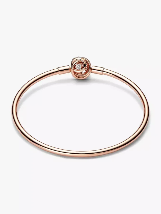 Endgültiger Verkauf – Pandora Moments Bangle mit umschlossenem Verschluss, 14 Karat Roségold-Beschichtung
