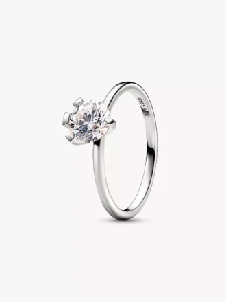 Endgültiger Verkauf – Pandora Nova Ring aus 14 Karat Weißgold mit synthetischem Diamanten, 1,00 Karat Gesamtgewicht, 14 Karat Weißgold Endgültiger Verkauf – Pandora Nova Ring aus 14 Karat Weißgold mit synthetischem Diamanten, 1,00 Karat Gesamtgewicht, 14 Karat Weißgold