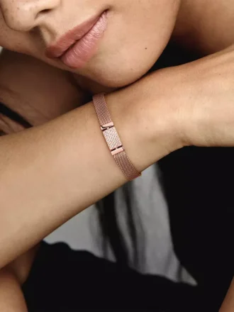 Endgültiger Verkauf – Pandora Reflexions Langes Pavé-Armband mit Verschluss, 14 Karat Roségold-Beschichtung