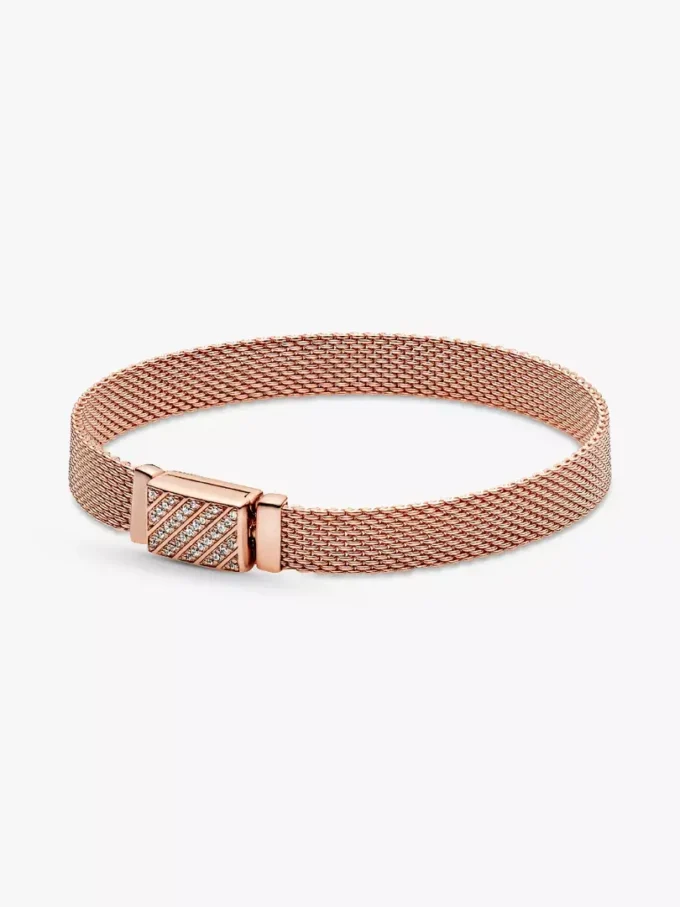 Endgültiger Verkauf – Pandora Reflexions Langes Pavé-Armband mit Verschluss, 14 Karat Roségold-Beschichtung