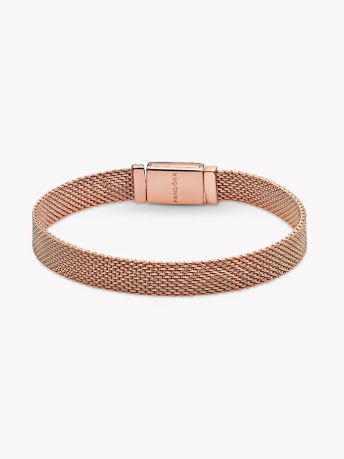 Endgültiger Verkauf – Pandora Reflexions Langes Pavé-Armband mit Verschluss, 14 Karat Roségold-Beschichtung