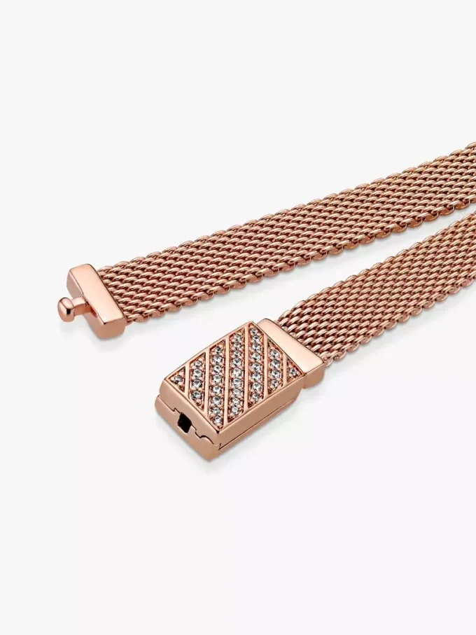 Endgültiger Verkauf – Pandora Reflexions Langes Pavé-Armband mit Verschluss, 14 Karat Roségold-Beschichtung