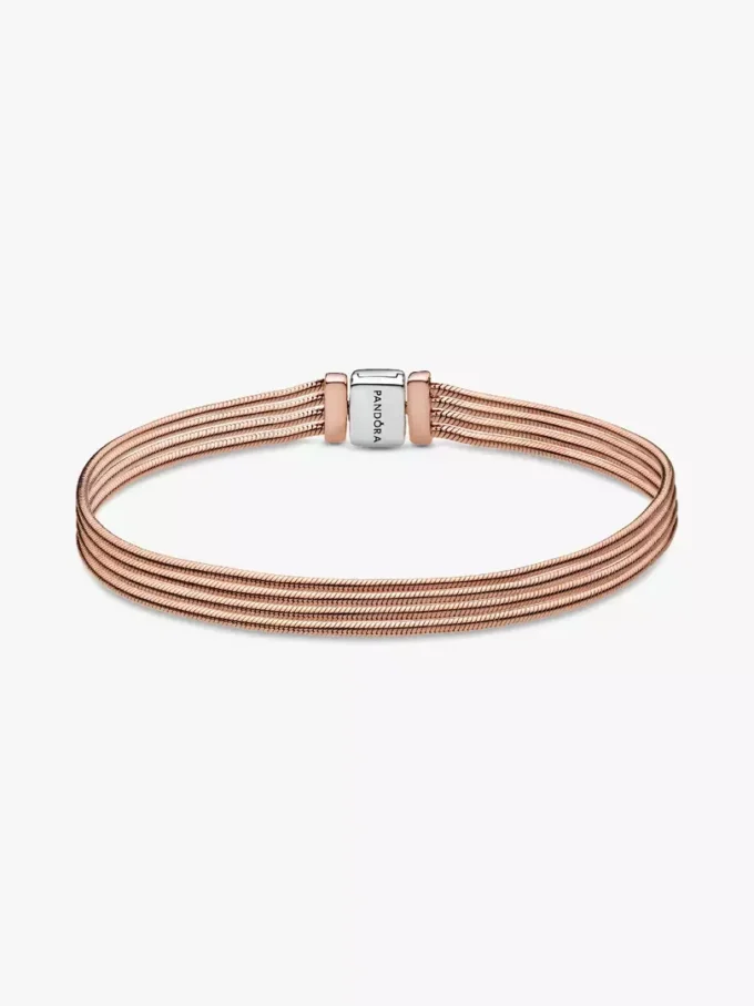 Endgültiger Verkauf – Pandora Reflexions™ Multi-Snake Chain-Armband aus Sterlingsilber, 14 Karat Roségold-Beschichtung