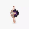 Endgültiger Verkauf – Ring mit tiefvioletter Stiefmütterchenblüte, 14 Karat Roségold-Beschichtung Endgültiger Verkauf – Ring mit tiefvioletter Stiefmütterchenblüte, 14 Karat Roségold-Beschichtung