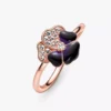 Endgültiger Verkauf – Ring mit tiefvioletter Stiefmütterchenblüte, 14 Karat Roségold-Beschichtung Endgültiger Verkauf – Ring mit tiefvioletter Stiefmütterchenblüte, 14 Karat Roségold-Beschichtung