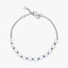ENDVERKAUF – Armband mit behandelten Süßwasser-Zuchtperlen und blauer Kordel – Sterlingsilber