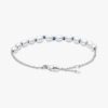 ENDVERKAUF – Armband mit behandelten Süßwasser-Zuchtperlen und blauer Kordel – Sterlingsilber