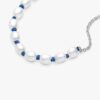ENDVERKAUF – Armband mit behandelten Süßwasser-Zuchtperlen und blauer Kordel – Sterlingsilber
